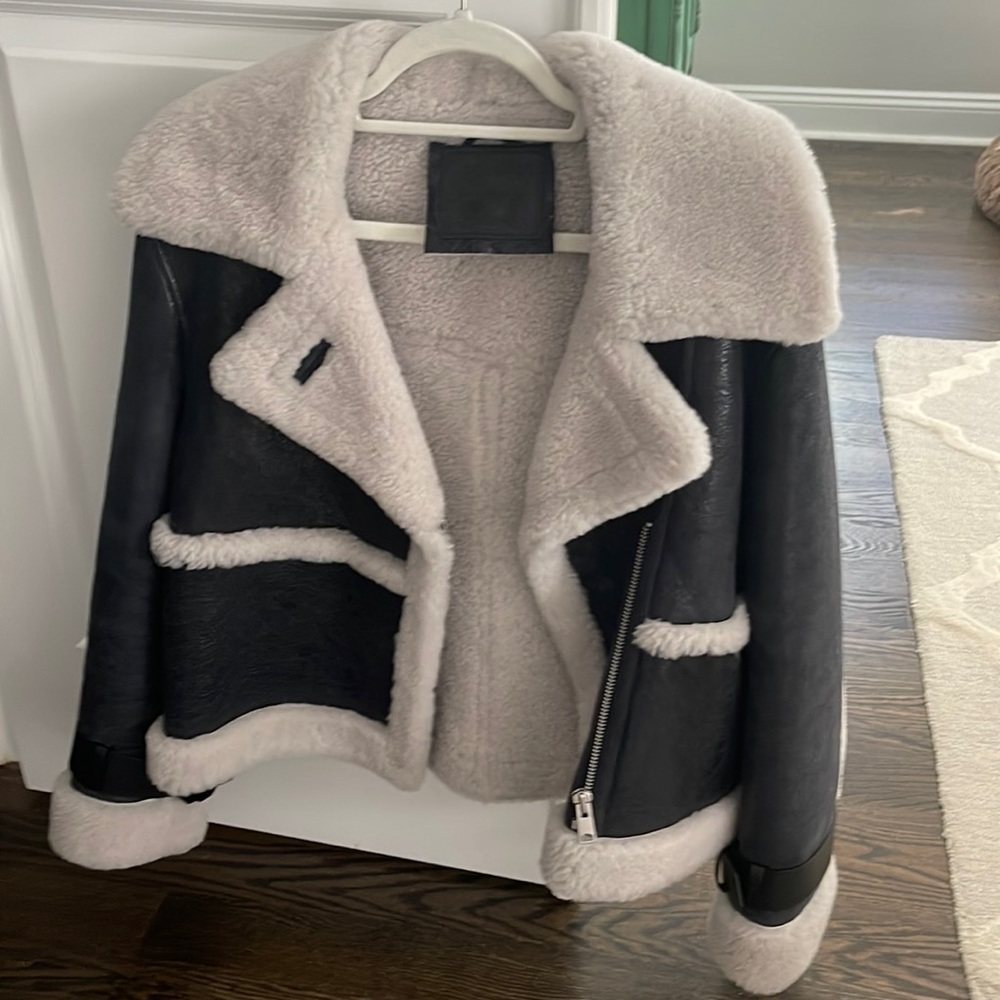 ALL SAINTS genuine lambskin leather/Sherpa lined